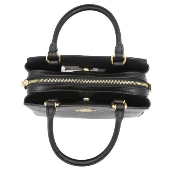 COACH Leather Mini Lillie Carryall Black With Gold Hardware Feet NWT - Picture 3 of 10